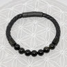 Bracelet Simple Cuir - Obsidienne Dorée