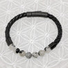 Simple Leather Bracelet - Black Tourmaline and Quartz