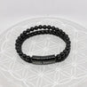 Bracelet Double Cuir - Obsidienne Noire